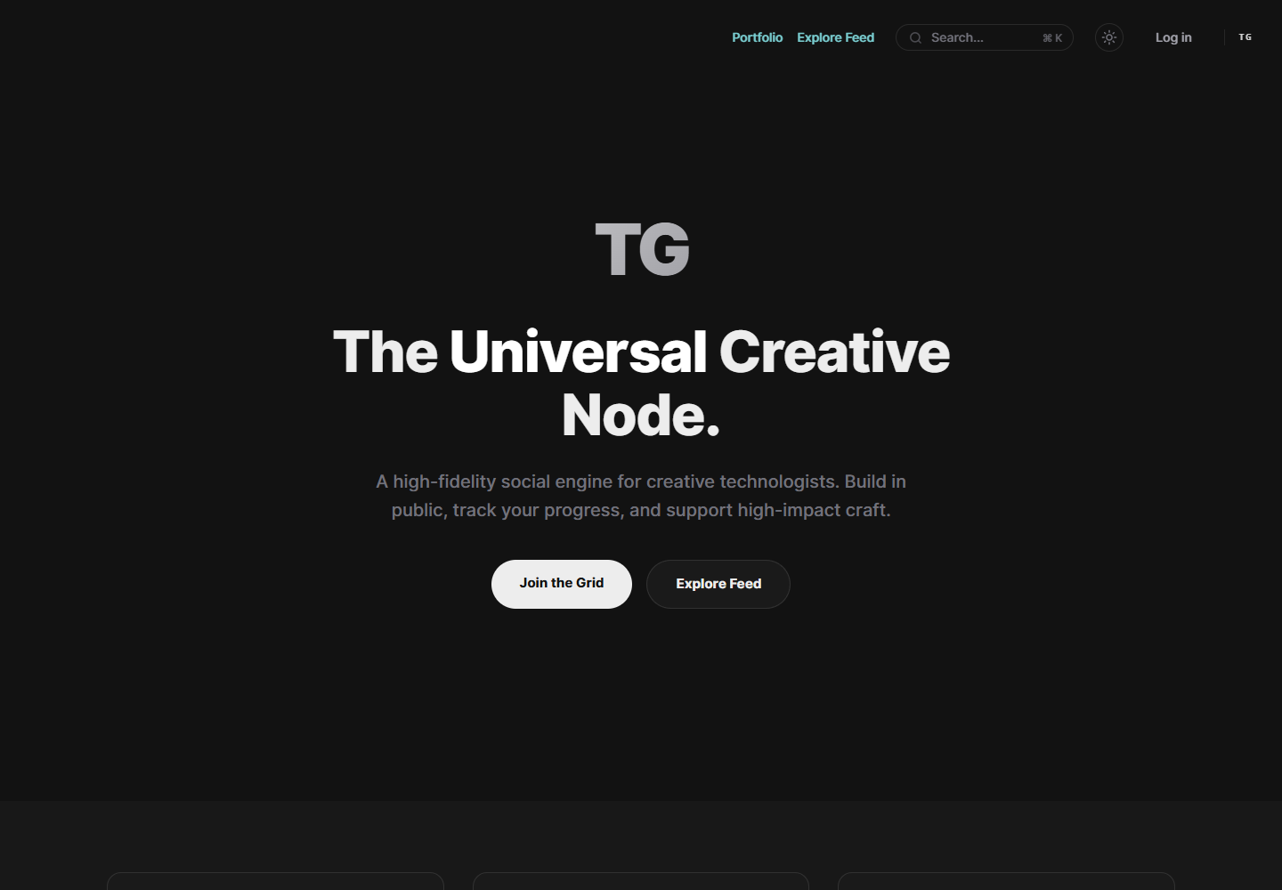 The Grid landing page captured from the local /node route